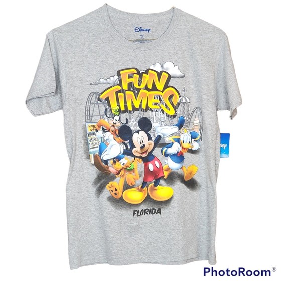 NWT Disney Woman’s Grey Florida Graphic Mickey Mouse Tee Size Large - Picture 1 of 6